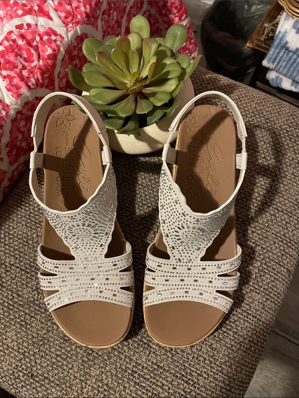 Skechers Women’s White Decorative Slingback Sandals